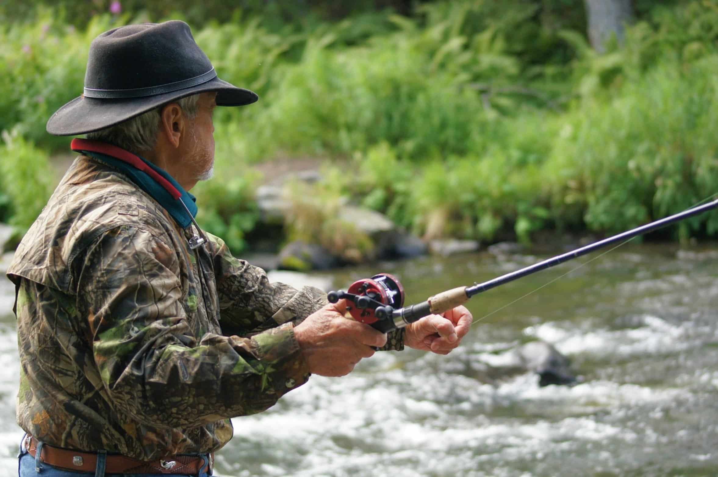 angler casting fishing line angler casting fishing line